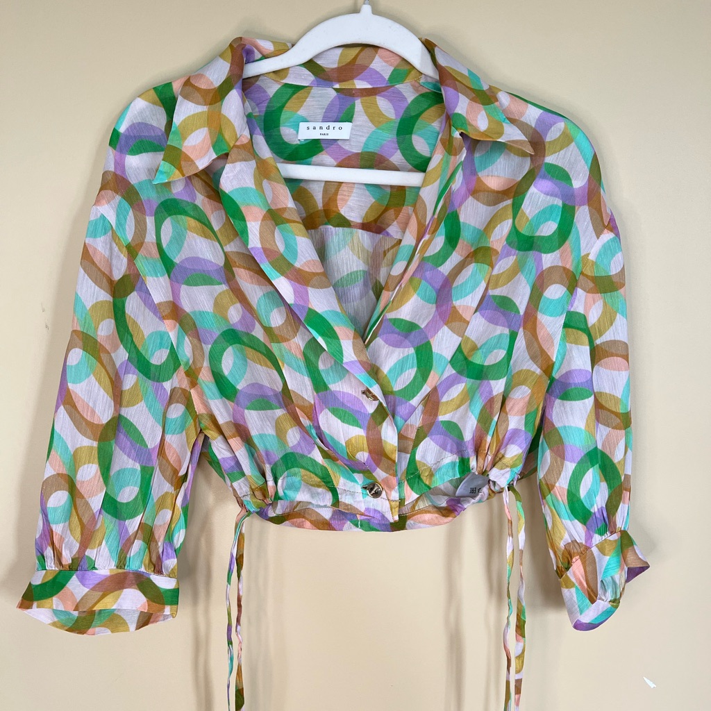 Sandro Philippine Multi-Color Crop Top